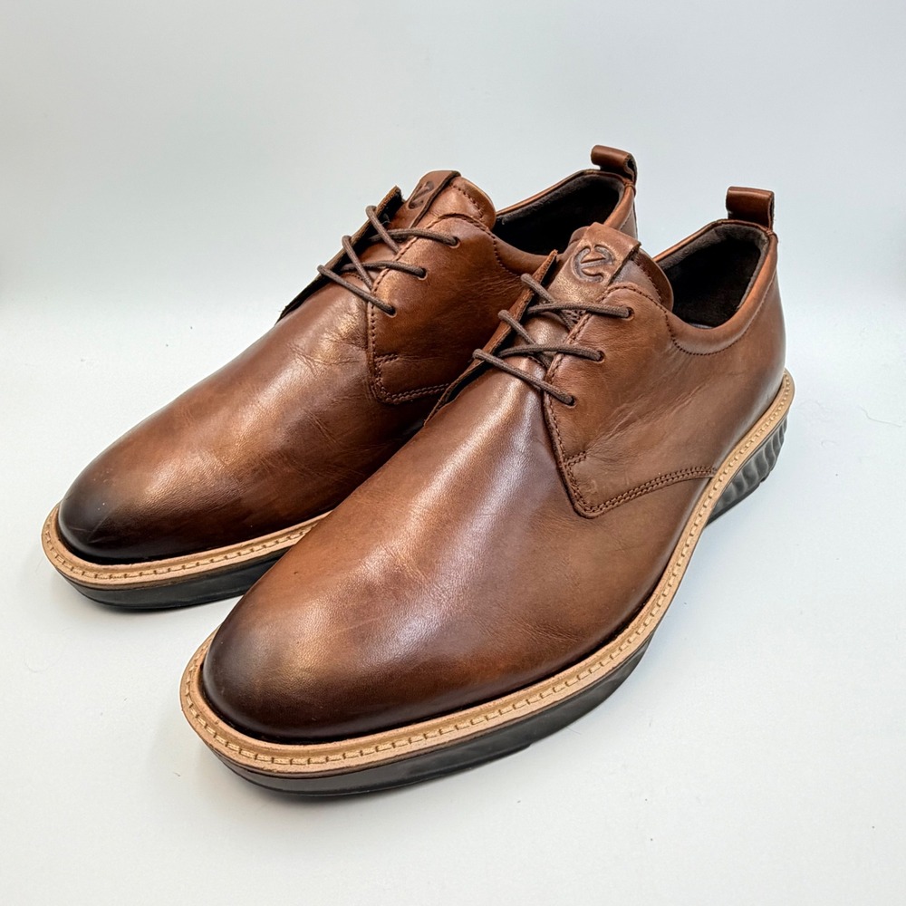 ECCO ST.1 Hybrid Lite Mens Brown Leather Plain Toe Derby Shoes US 11-11.5
